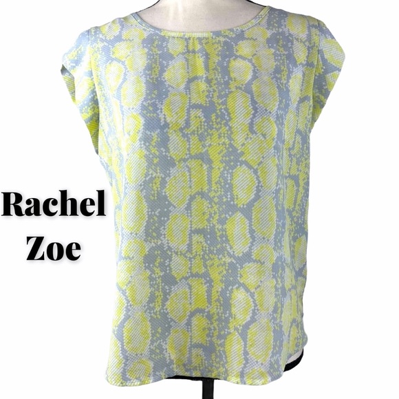 Rachel Zoe Neon Snakeskin Print Blouse Size S - Picture 1 of 7